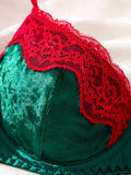 Christmas customized style,Sexy underwear set in green and red, featuring a thong style.Christmas Carnivals Sexy Bra ZA825175
