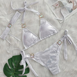 Glossy Sexy Bikinis 2026 Swimsuit With Rhinestones Women Swimwear Female Push Up Bikini Beach Swim Wear Bathing Suit Pool Bather