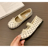 Polka Dot Women Ballet Flats Comfortable Round Toe Elastic Band Shoes Street Style Soft Sole Ladies Eelgant Wedding Dress Shoes