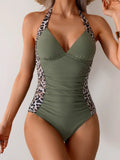 Vintage Swimwear Womem Black Zebra Print Patchwork V Neck Slimming Tummy Control One Piece Swimsuit 2025 Bathing Suit Monokini