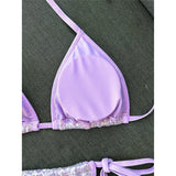 Sequins Halter Bikini Female Swimsuit Women Swimwear Two-Pieces Bikini Set High Cut Leg Padded Bather Bathing Suit Swim V8302