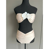 3D Flower Bandeau Female Swimsuit High Waist Bikini Women Swimwear Two-pieces Bikini set Padded Bather Bathing Suit Swim K7050