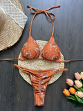 Leopard Halter Scrunch Butt Mini Micro Thong Bikini Women Swimwear Female Swimsuit Two-pieces Bikini Set Bathing Suit Swim Lady