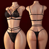 Sexy Lingerie Open Bra Set Transparent Lace  Deep V Open Bra And Panty Sets Erotic Costumes Women Sleepwear Plus Size Underwear