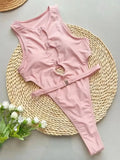 Sexy Sleeveless Cutout Swimwear Women's One Piece Swimsuit Luxury Lady High Neck Bodysuit Fashion Mujer Bathing Suit Beachwear