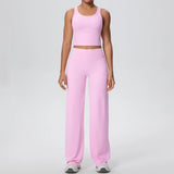 2PCS Yoga Set Women Tracksuit Nude Feeling Workout Sets Gym Clothes Push Up Fitness Running Sportswear Sport Straight tank suit