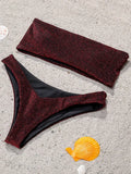 2025 Shiny Sparkling High Waist Bikini Women Bandeau Swimsuit Female Swimwear Two Pieces Bikini set High cut Bathing Suit Swim
