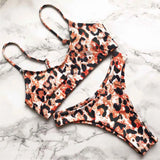 New S - XL Sexy Hot Pink Leopard Bikini Women Swimwear Female Swimsuit Two-piece Bikini set Bather Bathing Suit Swim Lady V871P