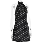 FDYOUI Woman Clothes Halter Sleeveless Polka Dot Satin Short Dress 2026 Summer Sexy Bandage Backless Mini Evening Party Dresses