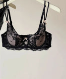 French Inspired Minimiser Bra Women Sexy Lingerie Set Large Chest Support Thin Comfort Half Cup Soft Underwire Anti Sagging