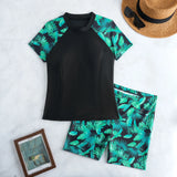 2026 Short Sleeves Tankini 2 Pieces Swimwear Female Printed Swimsuit Women Bathers Bathing Swimming Swim Suit Beachwear