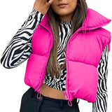 Women Winter Warm Crop Waistcoat Sleeveless Stand Collar Double Sided Lightweight Puffer Vest 2022 Streetwear