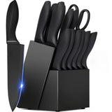 Stainless Steel Kitchen Knife Set With Block Sharpener Scissors