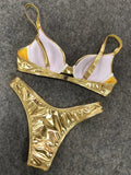 Shiny PU Faux Leather Bikini 2026 Push Up Swimsuit Women Swimwear Female Two-pieces Bikini set Bra Cup Bather Bathing Suit Swim