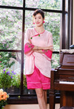 New Chinese style pajamas with breast pads, simulated silk, ice silk home wear, satin jacquard pajamas set