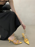 Sexy Pointed Toe Design High Heel French Mules Sandals Summer New Thin Heel Fashionable Sandals Dress Single Shoes Women 2026