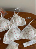 MOYISU Japanese Push Up Bra - Wireless Lace Bralette for Small Chest, Anti Sagging Comfort No Underwire Teens Slimming Lingerie