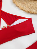 Halter Cut Out High Waist Bikini Female Swimsuit Women Bandeau Swimwear Two-pieces Bikini set Bather Bathing Suit Swim Beachwear