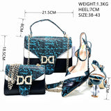 Doershow African fashion Italian Shoes And Bag Sets For Evening Party With Stones fuchsia Italian Handbags Match Bags!  HRT1-38