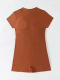 2026 Zipper Swimsuit One Piece Short Sleeves Swimwear Women Sexy Solid Bathers Bathing Swimming Swim Suit Female Beachwear