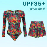 2026 Swimwear Women Long Sleeved Sun Protection One Piece Swimsuit Female's Sports Bathers Swimming Bodysuit Beach With Cover Up