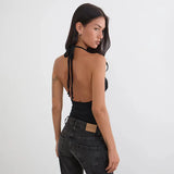 Women's Spring and Summer Camisole Studded Backless Navel Pullover Vest Top Fashionable and Sexy