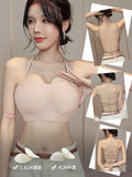 Backless Bra Women Thick Padded Push Up Adhesive Sticky Invisible Bra Small Bust Strapless Convertible Bralette Beach Essential