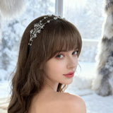 AWAYTR New Fashion Luxurious Snowflake Rhinestones Hairbands Sweet Flower Headband for Women Girl Hair Accessories