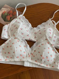 MOYISU Japanese Push Up Bra - Wireless Lace Bralette for Small Chest, Anti Sagging Comfort No Underwire Teens Slimming Lingerie