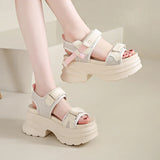 Silver Chunky Platform Sandals for Women Summer Wedge Heels Sport Sandals Woman Comfortable Thick Bottom Casual Sandles Female
