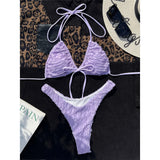 Wrinkled Wrap Around Halter Brazilian Bikini Female Swimsuit Women Swimwear Two-Pieces Bikini Set Bather Bathing Suit Swim V4672