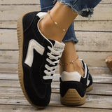 Comfortable Mixed Color Lace Up Tennis Sneakers Women Spring Anti Slip Soft Sole Flat Shoes Woman Round Toe Sports Walking Shoes