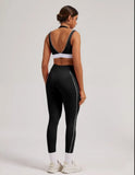 Women's Yoga Sets Sports Fitness V-Neck Halter Sports Bra Color-Block Hip-lifting Pants Suits Running Training Workout Gym Sets
