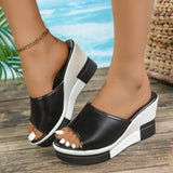 Summer Outdoor Women Wedges Sandals Fashion Slip-On Peep Toe Sandals Woman Breathable Soft Leather Platform Shoes for Woman