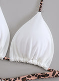 Sexy White Leopard Patchwork Micro Bikini 2026 Women Halter Push Up Bra Hollow Out Thong Swimsuit Bathing Suit Holiday Swimwear