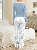 Women Sleepwear  Long Sleeve T-shirt with Long Trouses Set Autumn Winter Pajamas Set Homewear Femme Loungewear