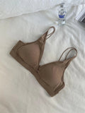 MOYISU French Triangle Cup Micro Push-up|Large & Small Breast|Sexy Nude Lightweight Skin Bra Cover Summer Comfort Fit