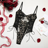 Bikini Fashion Sexy Butterfly Embroidery Slim-Fit Sexy All-Match Jumpsuit for Women