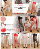 5XL White Stockings for Women Sexy Lace Shiny Rhinestone Small Fishnet Double Anti-Slip Silicone Tights Hot Thigh High Stockings