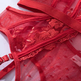 Toucheart Lace Sexy Skinny Babydoll Bodysuit Embroidery Erotic Private Adult Suit Solid Color Patchwork High Waisted Sexy Set