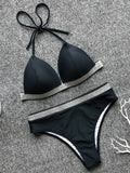 2025 Push Up High Waist Bikini Women Swimsuit Female Swimwear Two Pieces Bikini Set Halter Bra Cup Bathing Suit Swim Beach Wear