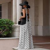 FDYOUI Elegant Bandage Polka Dot Patchwork Evening Dresses Women's 2026 Summer Off Shoulder High Slit Pleated Long Party Dress