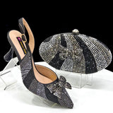 Doershow  African fashion Italian Shoes And Bag Sets For Evening Party With Stones coffee Italian Handbags Match Bags! Ho1-1