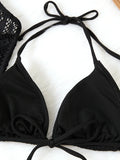 3 Pieces 2026 Triangle Halter String Bikini Solid Swimwear Female Sexy Swimsuit Women Bathers Bathing Swimming Swim Suit