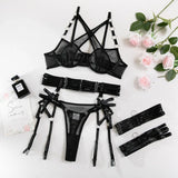 Toucheart Sexy Floral Embroidery Underwear Steel Ring Bra Lace Mesh Sexy Webbing Hollow Waistband Hanging Erotic Lingerie Suit