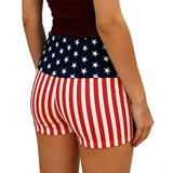 Women’s Streetwear Shorts Patriotic Shorts Casual Fold-Over Waist Stars and Stripes Print Slim Fit Shorts