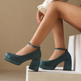 2026 Spring Style Suede Women's Thick-Soled High Heels with Ankle Buckles Women's High Heels Sizes 34 - 48