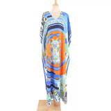 2026 New Colorful Kaftan Tunic Beach Dress Beach Wear Beachwear Beach Cover Up Cover-upsLoose Maxi Dress Female Women V4428
