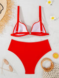 sexy push up bikinis sets two pieces solid high waist swimsuit bathing suit Swimwear Biquini conjunto de bikini tankini biquini