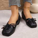 Retro Bow Inside Heightened Mary Jane Women's Shoes 2026 New Shallow Mouth Slip-on Square Toe Temperament Single Shoes